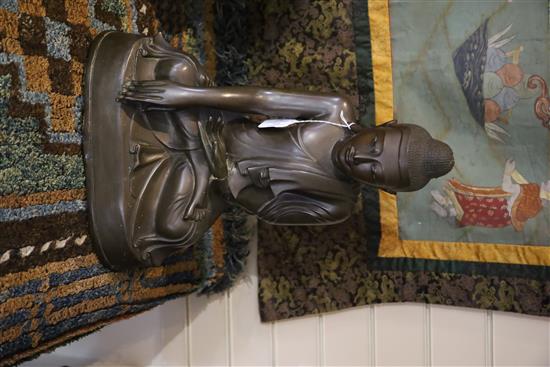 A large Burmese Mandalay bronze seated figure of Buddha Shakyamuni, 19th century, H. 47cm